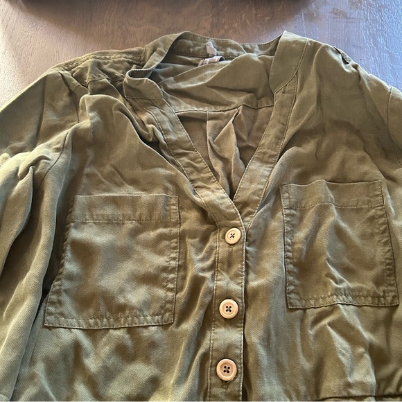 Anthropologie Preston utility jumpsuit belted olive green button down - Picture 7 of 13